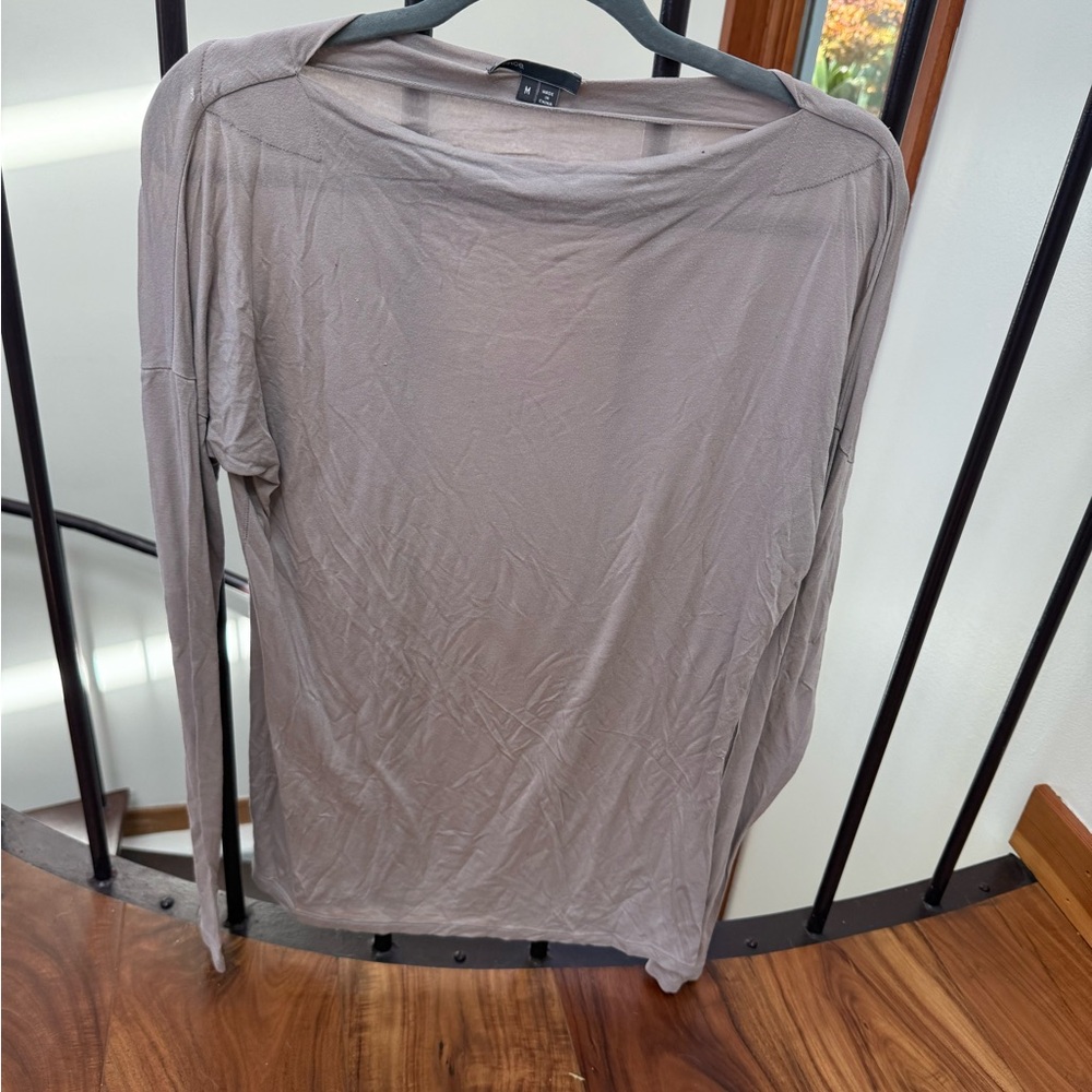 VINCE Long Sleeve Taupe Top M